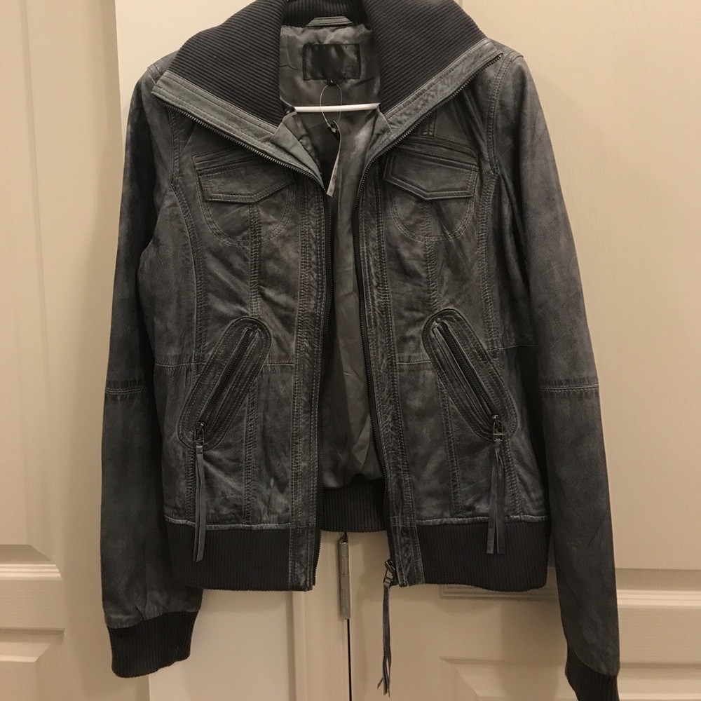 MP black leather jacket