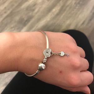 Pandora bracelet with key and heart lock charm!
