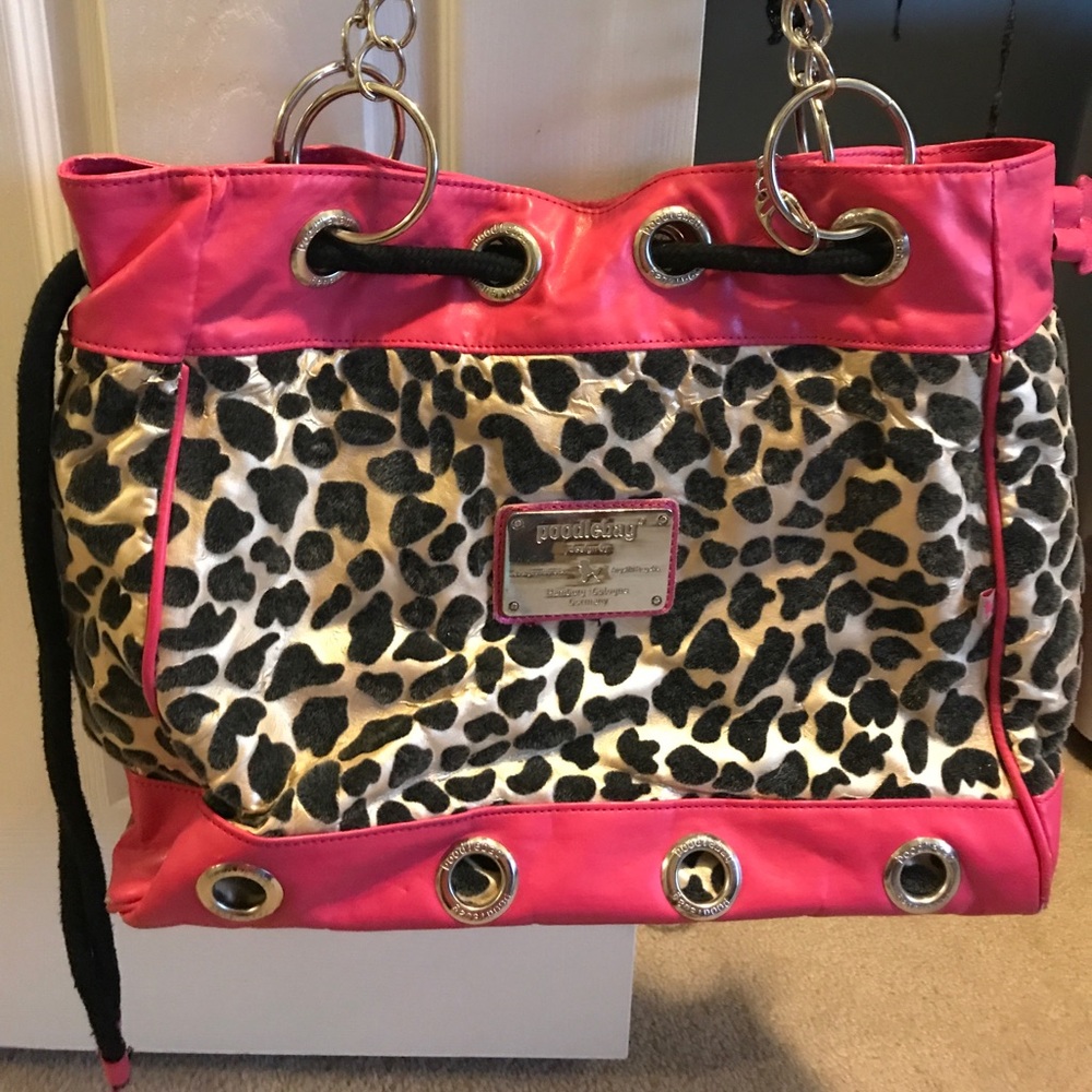 Pink and leopard shoulder bag