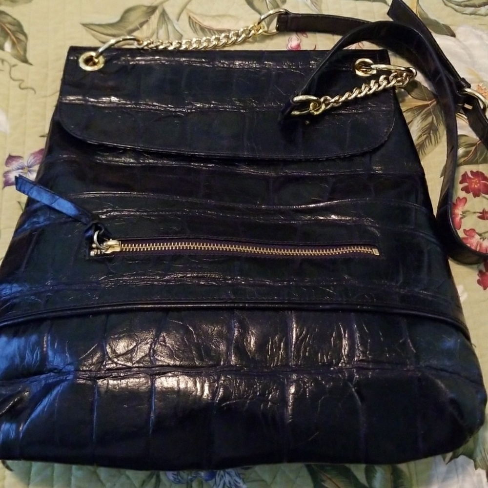 Eggplant Crossbody Bag w Gold Hardware