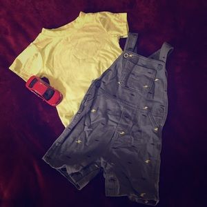 Overall short set gray and lime yellow