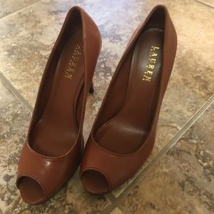 Ralph Lauren peep toe heels