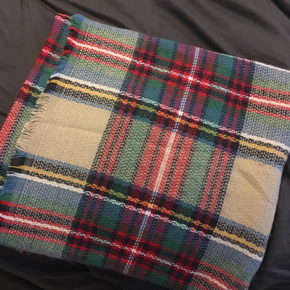 Plaid blanket scarf