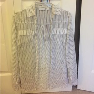 White black polka dot New York and company shirt
