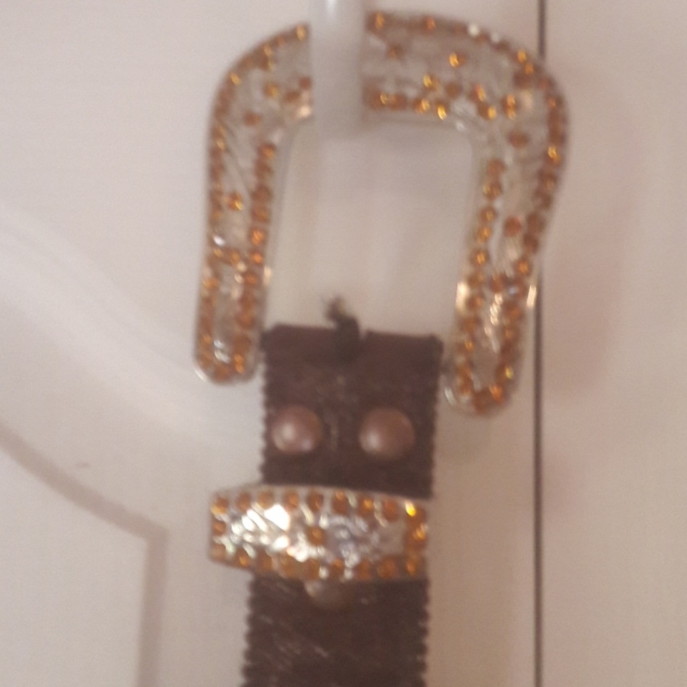 Western Crystal Leather Belt, embossed Snake skin!