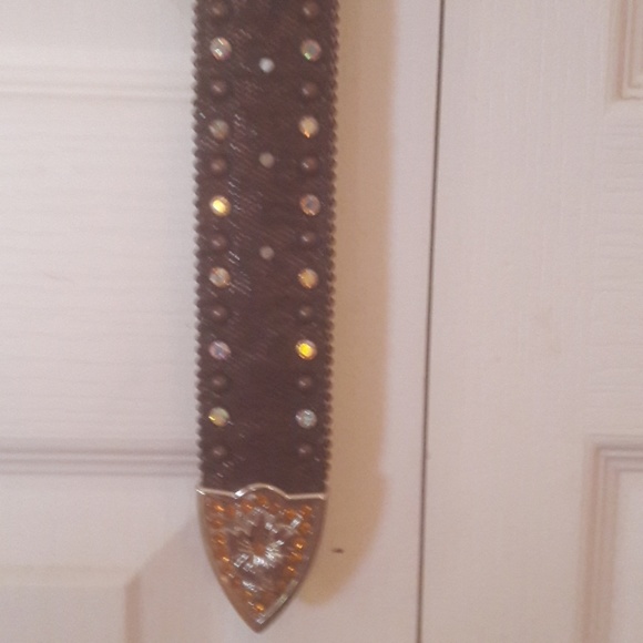 Western Crystal Leather Belt, embossed Snake skin! main image 4