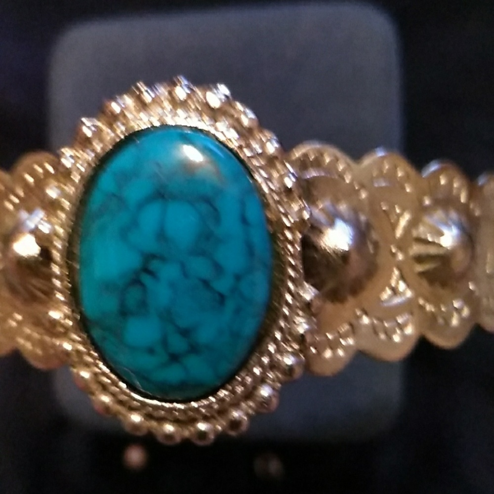 Turquoise Silver Bracelet Adjustable - image 2