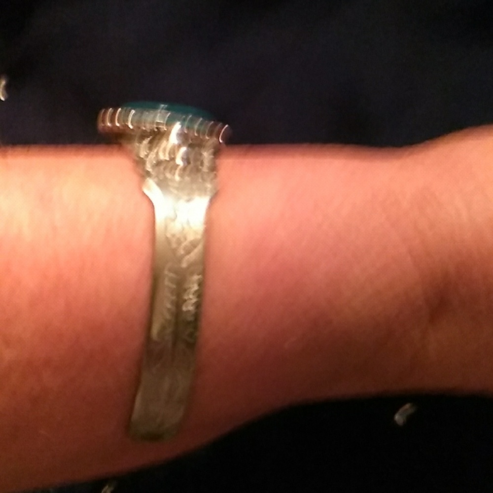 Turquoise Silver Bracelet Adjustable - image 3