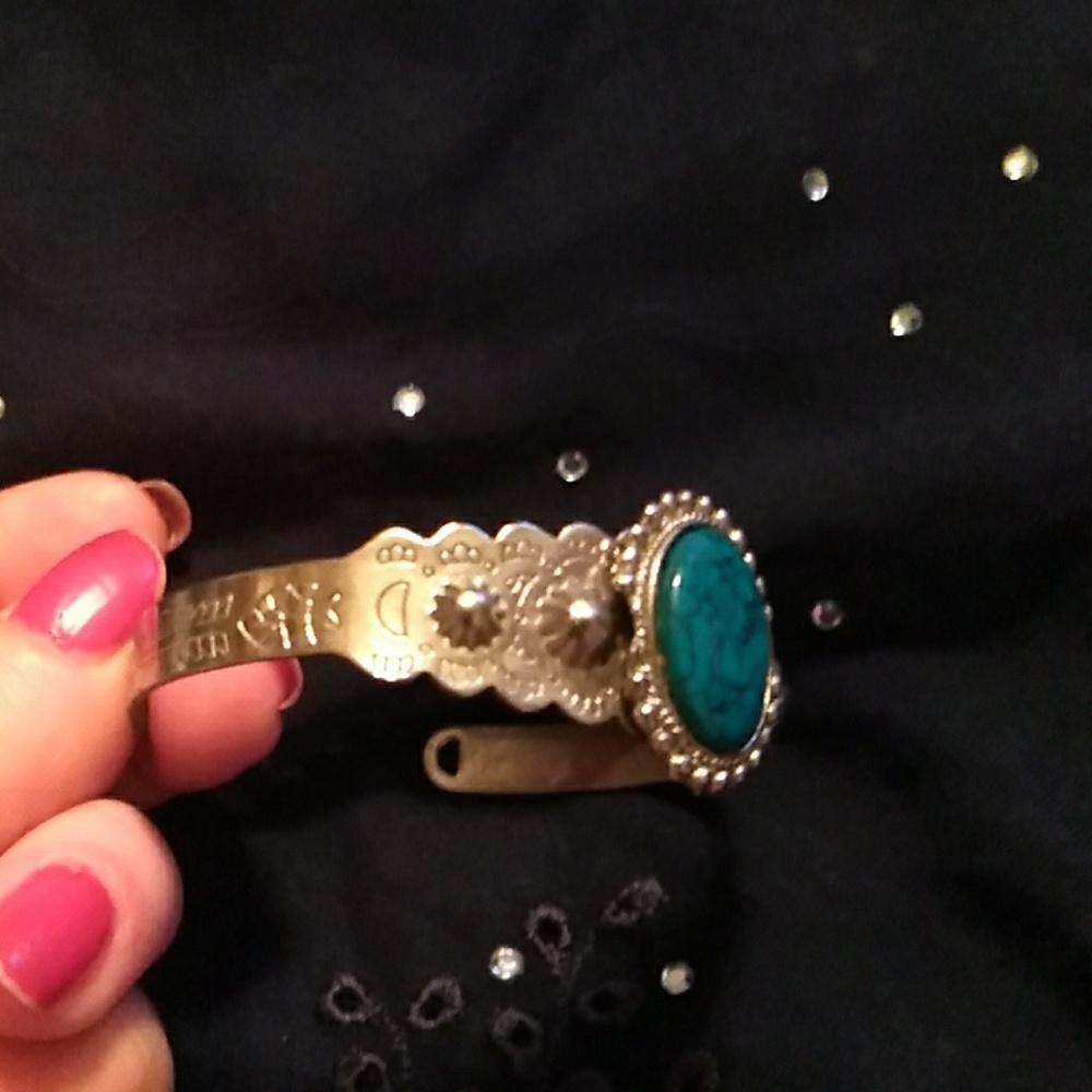 Turquoise Silver Bracelet Adjustable - image 4