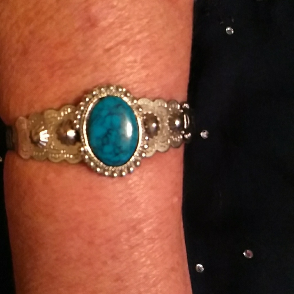 Turquoise Silver Bracelet Adjustable - image 5