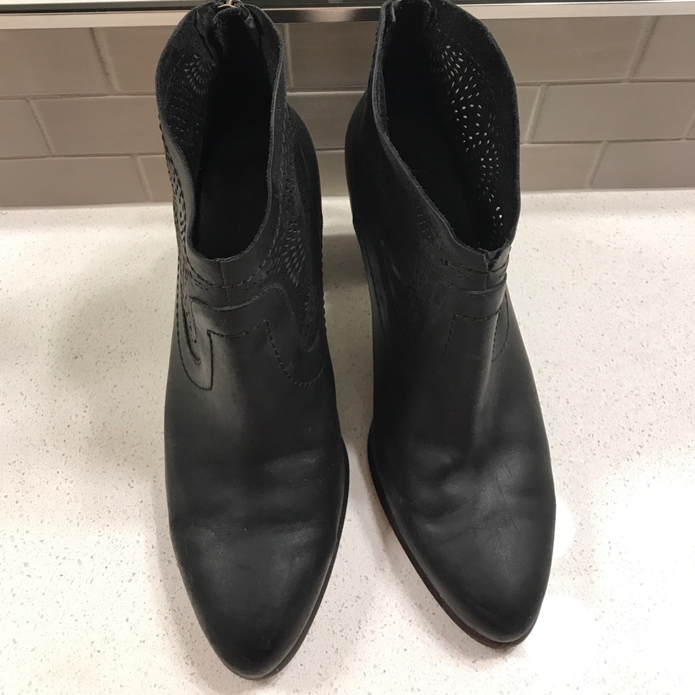 UGG Leather Booties with Laser Cutout Design