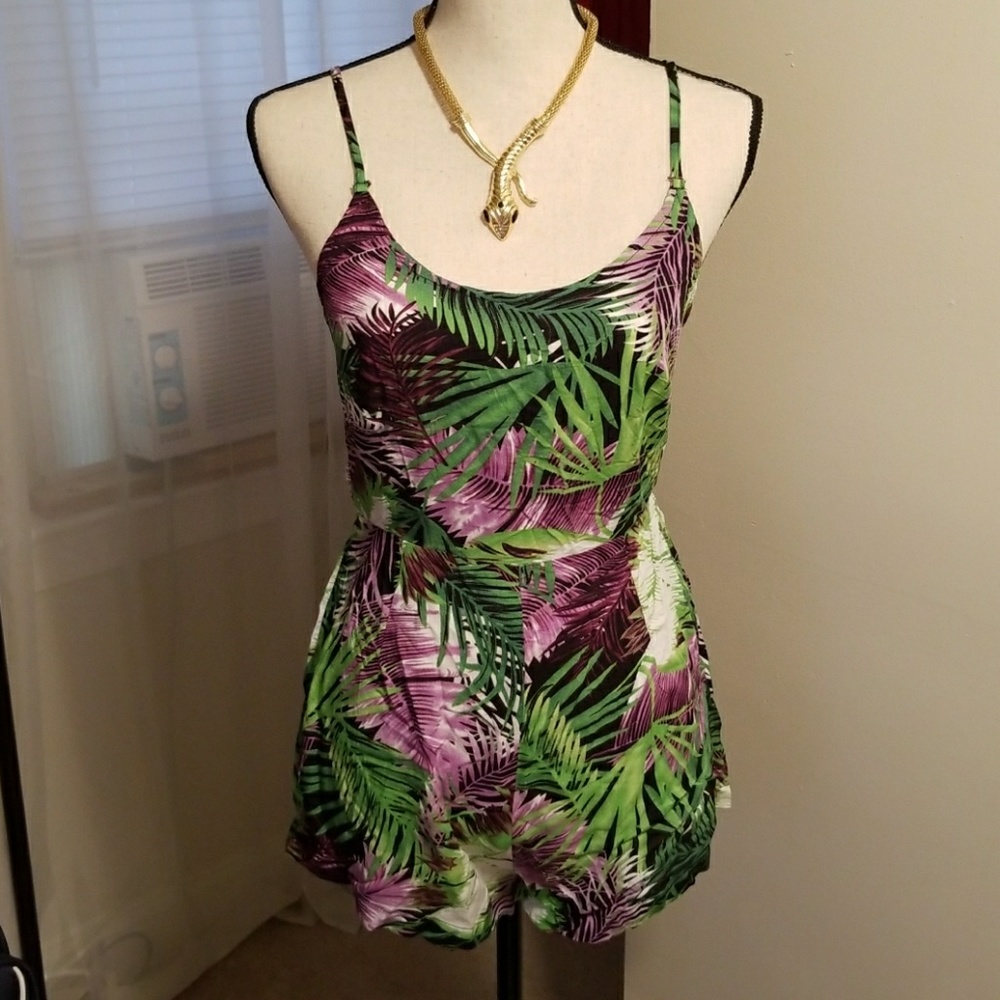 Tropical print romper