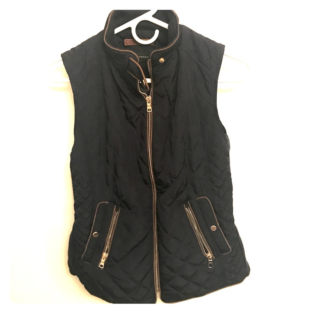 Zara Navy Blue Quilted Vest