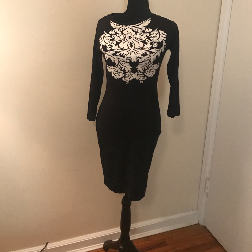 NY&CO Sweater Dress, Unique White Detailing S