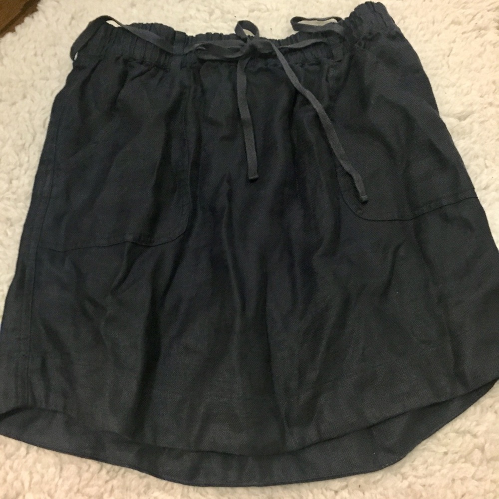 Linen A-line navy skirt