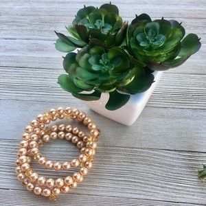 Pearl & Bling Multi Wire Wrapped Bracelet