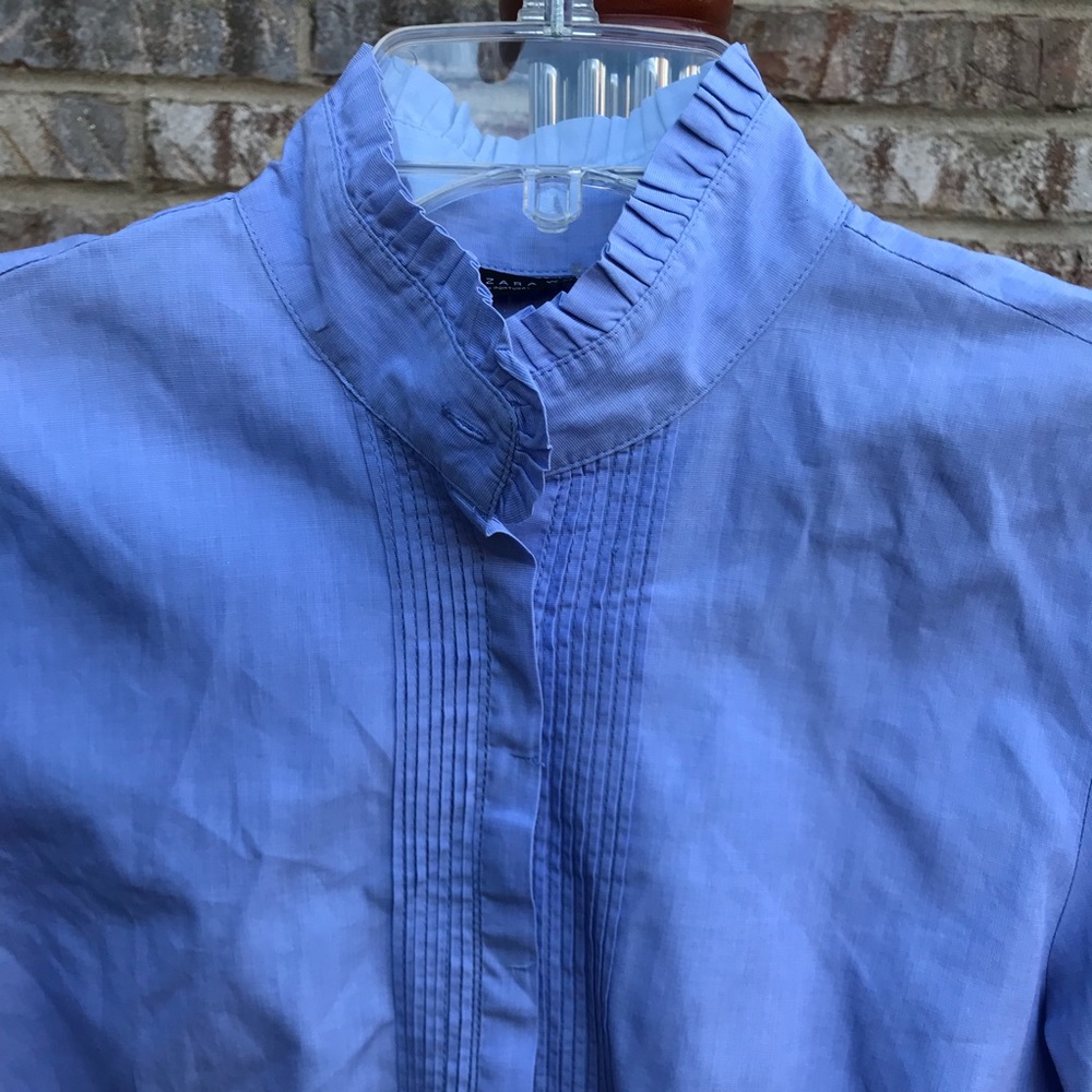 Zara woman button down shirt blue career suit - Picture 6 of 8