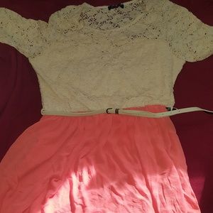 Plus Size 3/4 sleeve belted dress