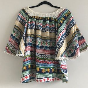Vintage Wrangler Boho Top Crochet Detail