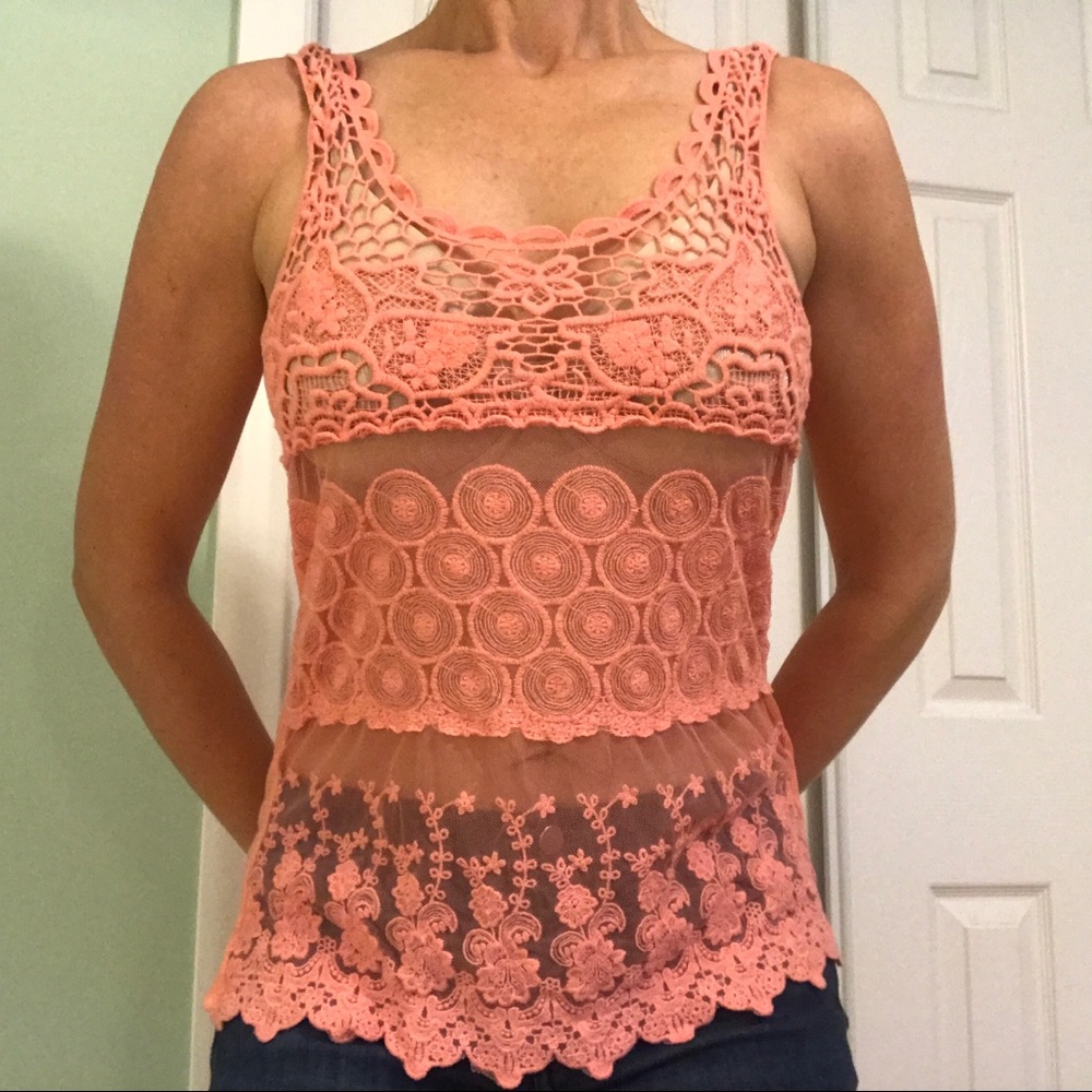Charlotte Russe Sheer embroidered tank