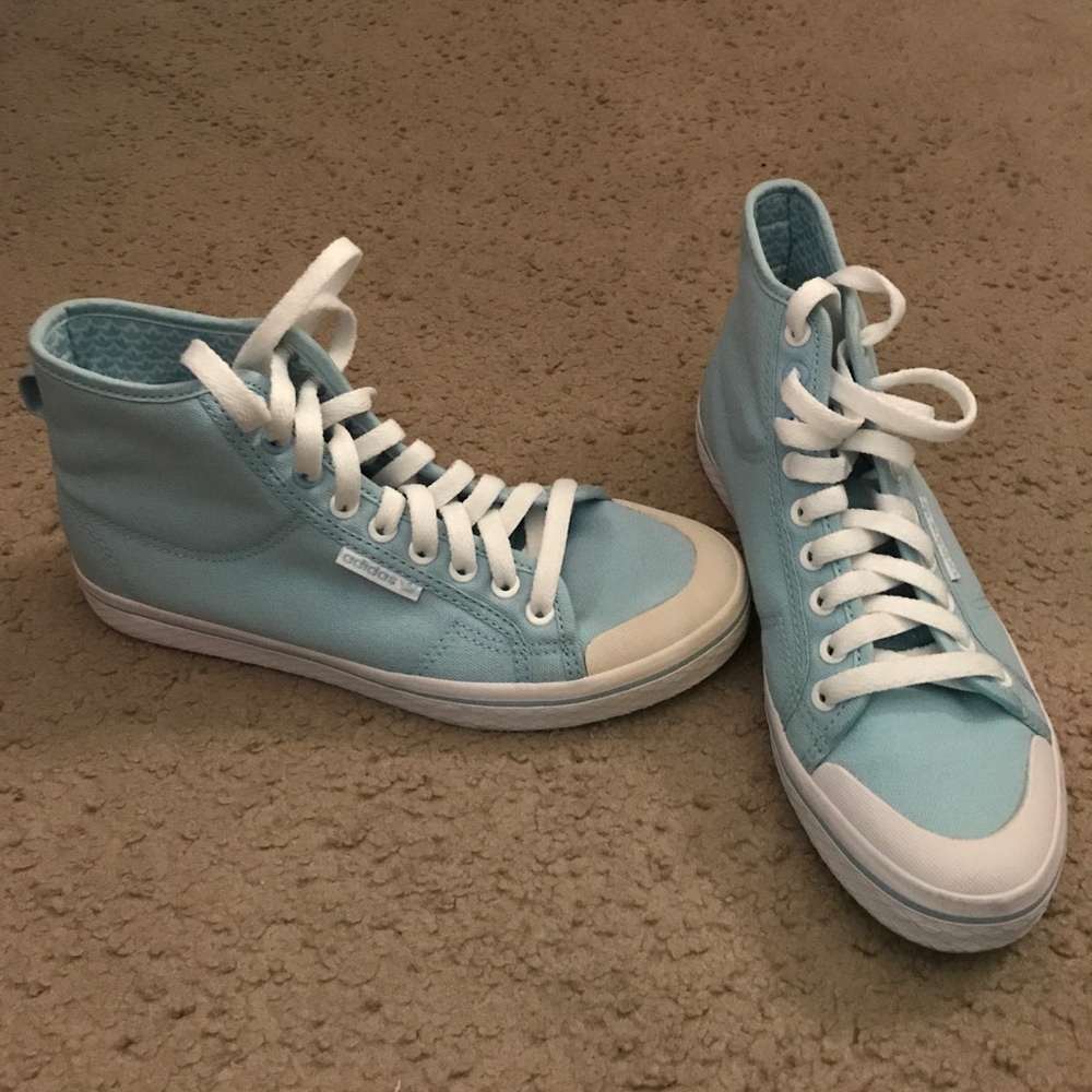 Adidas light blue shoes