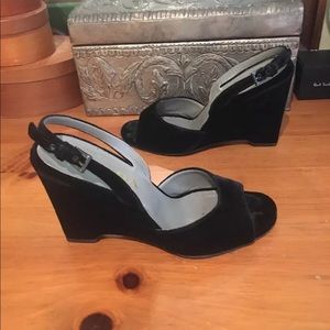 Beautiful sandals velvet wedges Black