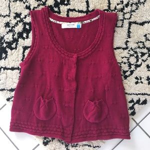 Anthropologie Sparrow Brand Cranberry Vest
