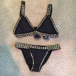 Black and gold new neoprene bikini