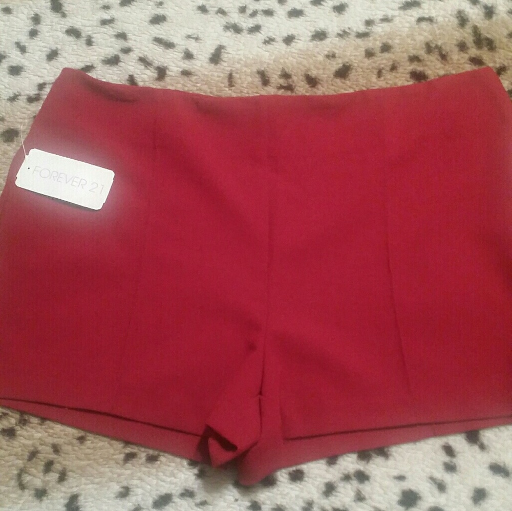 F21 high waisted deep burgundy shorts
