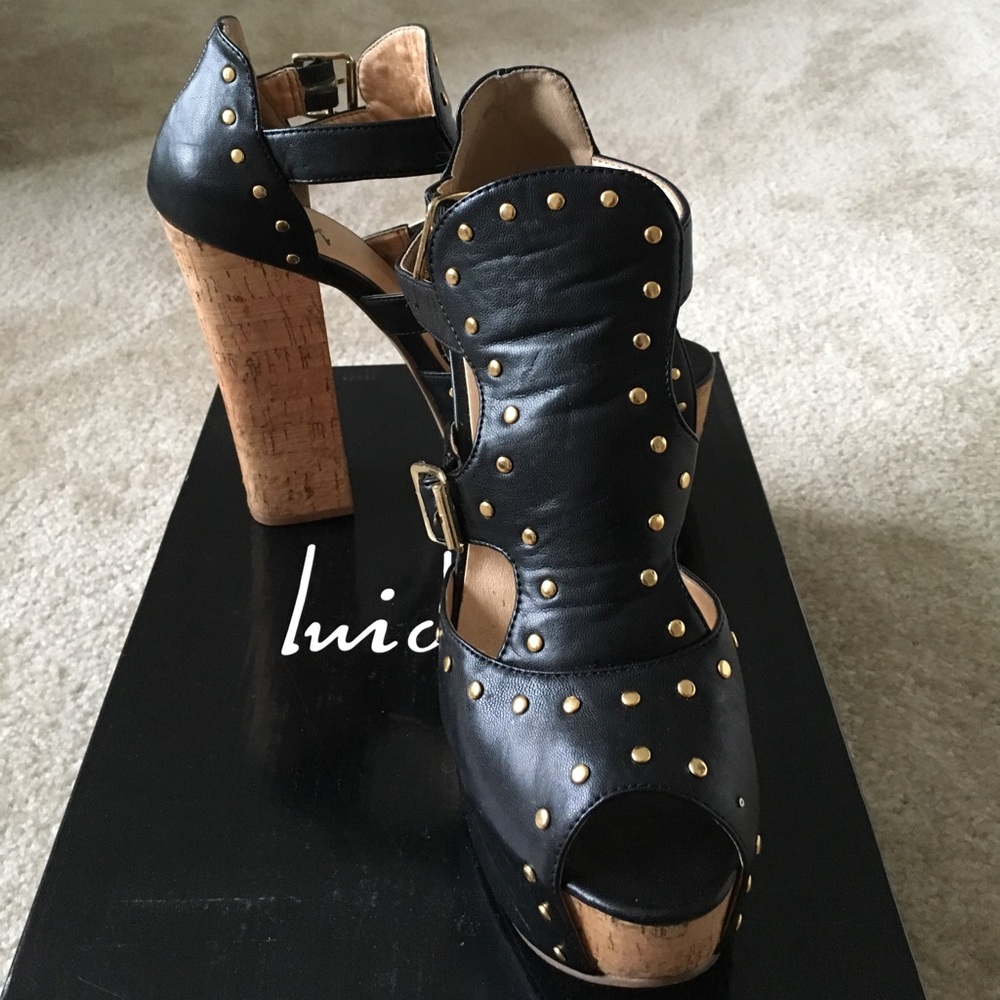Studded stack heels