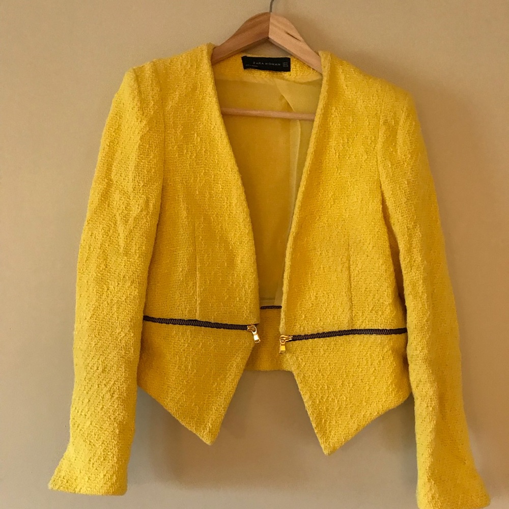 Zara Yellow jacket with zip details!