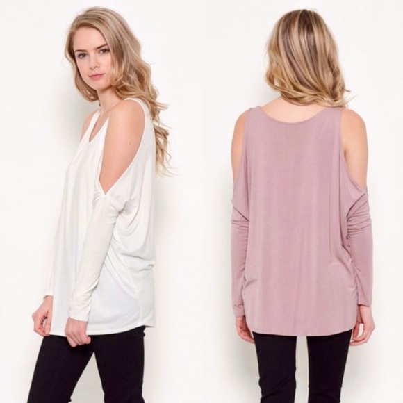 "Callie" Cold Shoulder Long Sleeve Tee - Picture 4 of 5