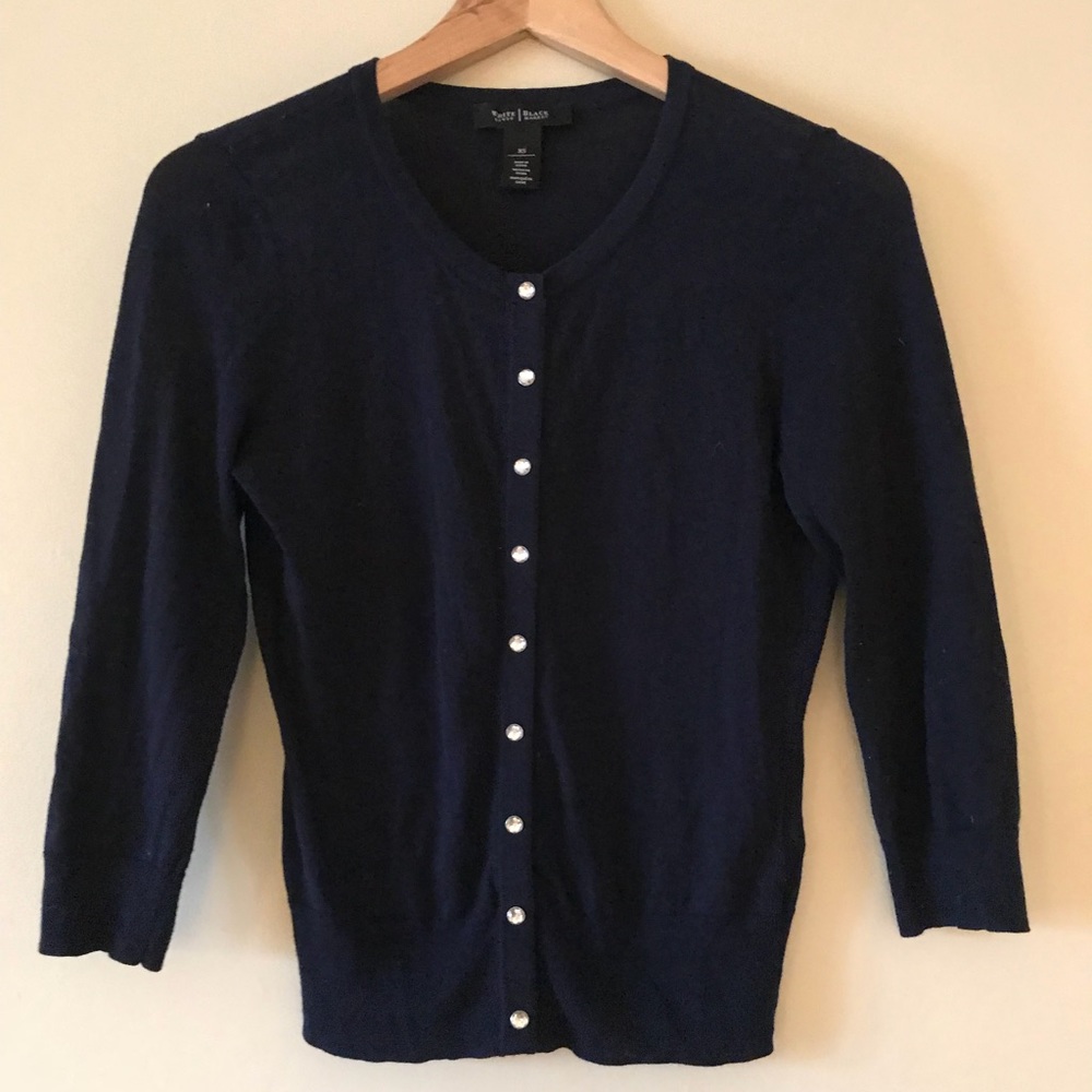 Navy cardigan with diamond snaps-