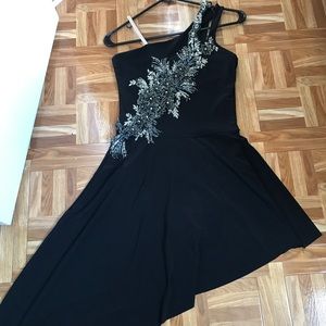 Hand stitched asymetrical black dance costume