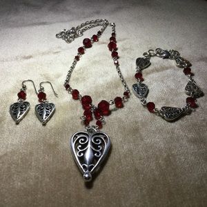 Brighton red bead heart set
