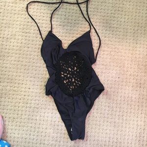 black crochet one piece bathing suit Brand new