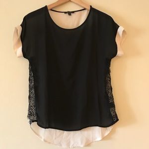 Black & white top with Lace insert