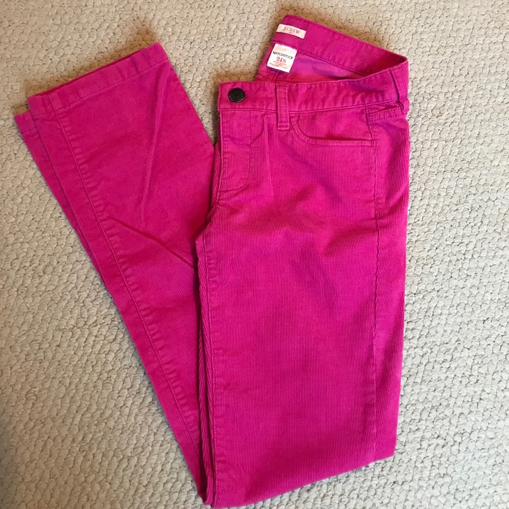 Fuchsia JCrew Matchstick Corduroys