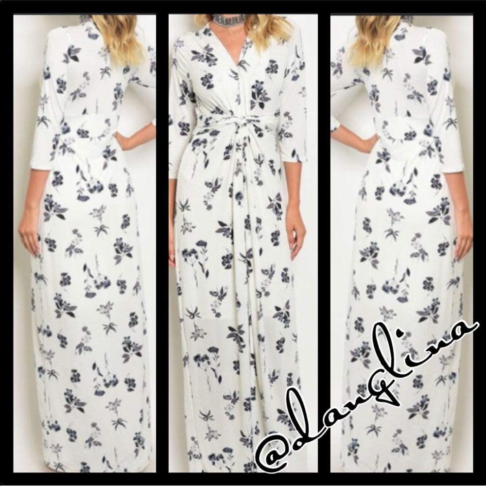 ❣️ Sale was 45$ down sizing ❣️ LAST ONE 3/4 sleeves floral maxi dress