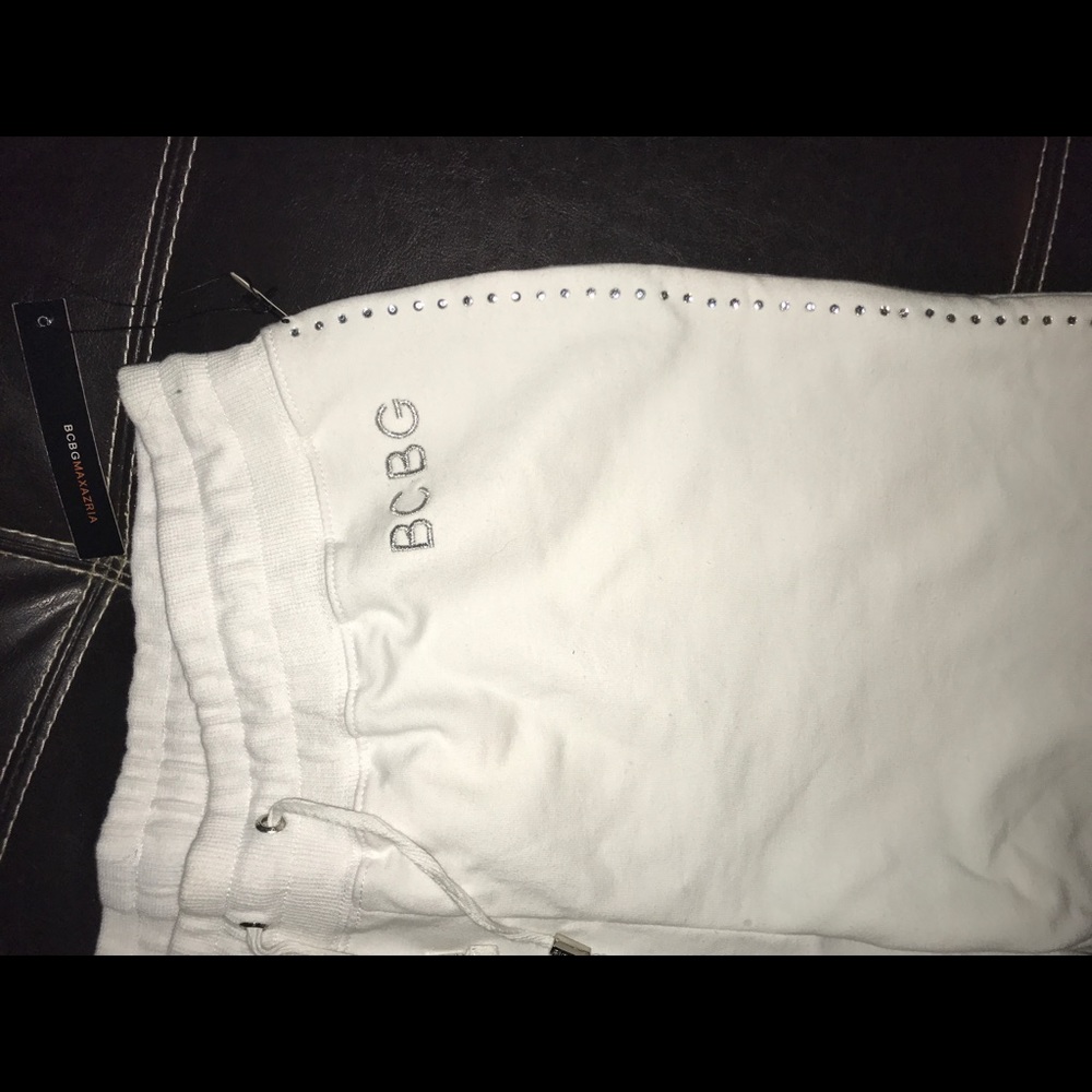 BCBG white crop tracksuit pants