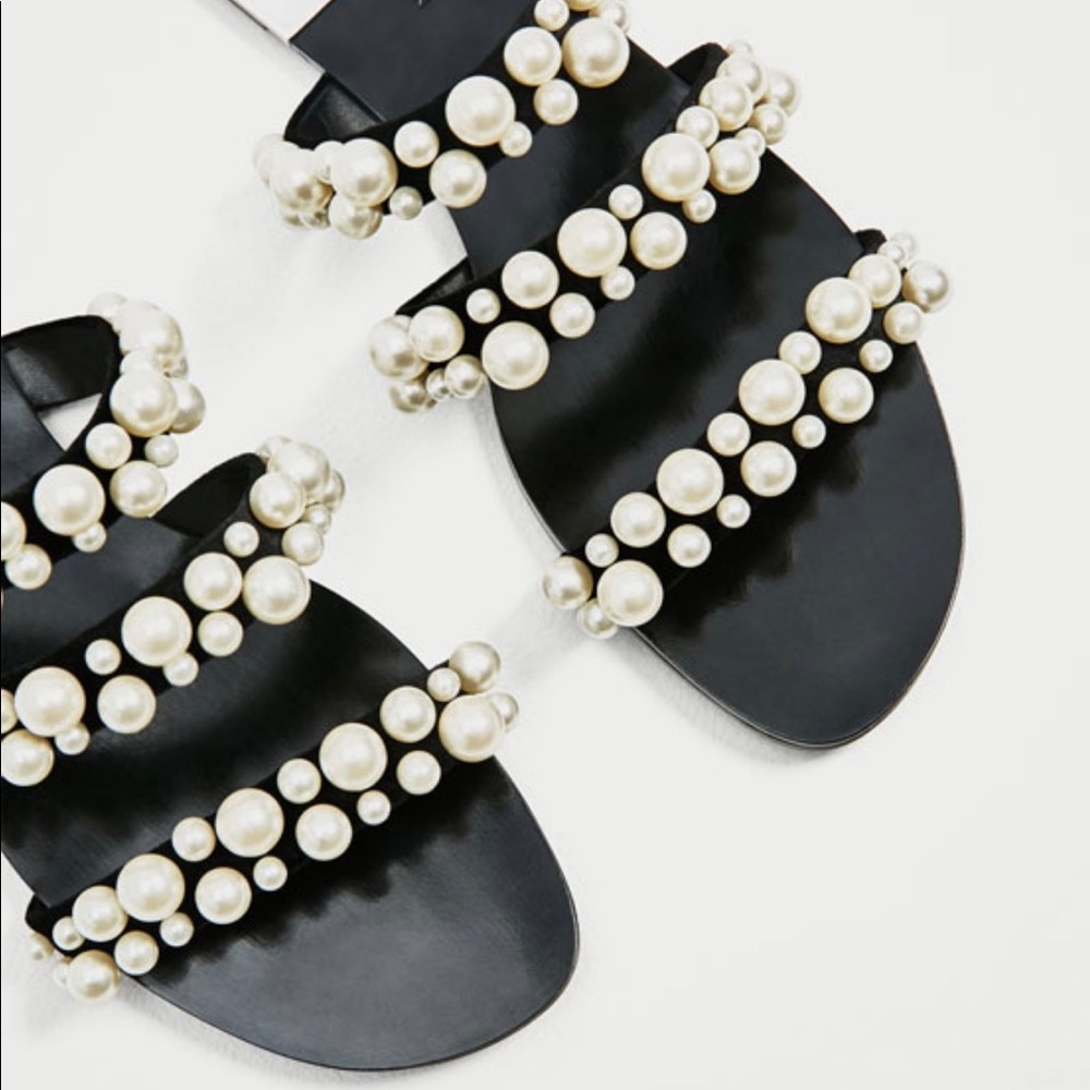 Zara pearl sandals.