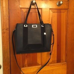 WHBM navy faux suede tote bag