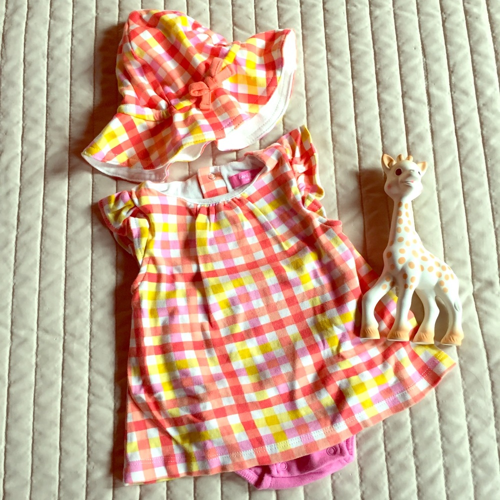 NWOT Isaac Mizrahi infant sundress & hat - Picture 1 of 6