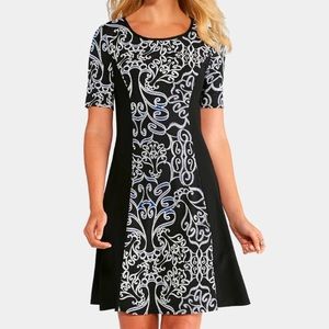 Printed panel swing dress