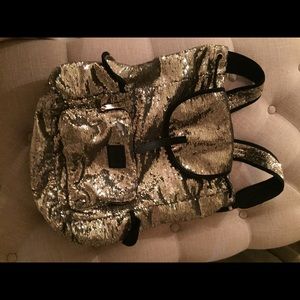 Victoria's Secret gold sequin backpack