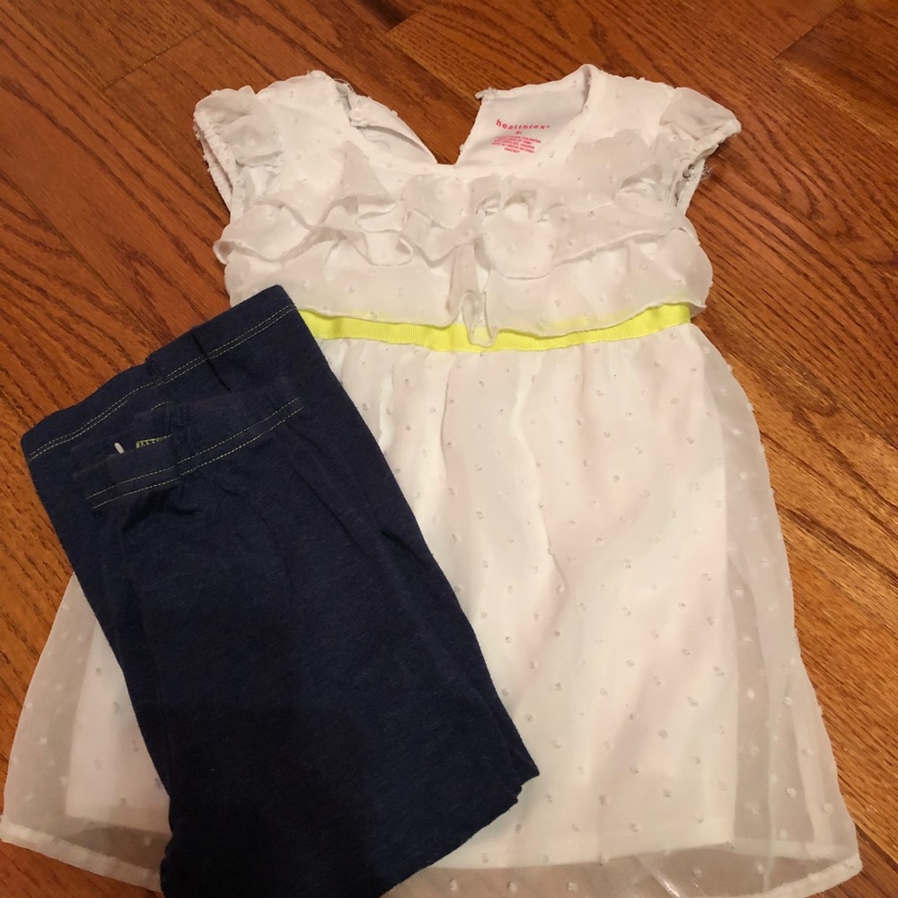 White Top with Jean Leggings
