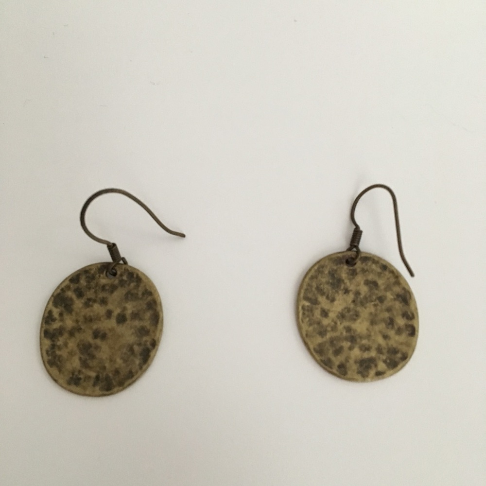 Hammered Bronze Disc Earrings
