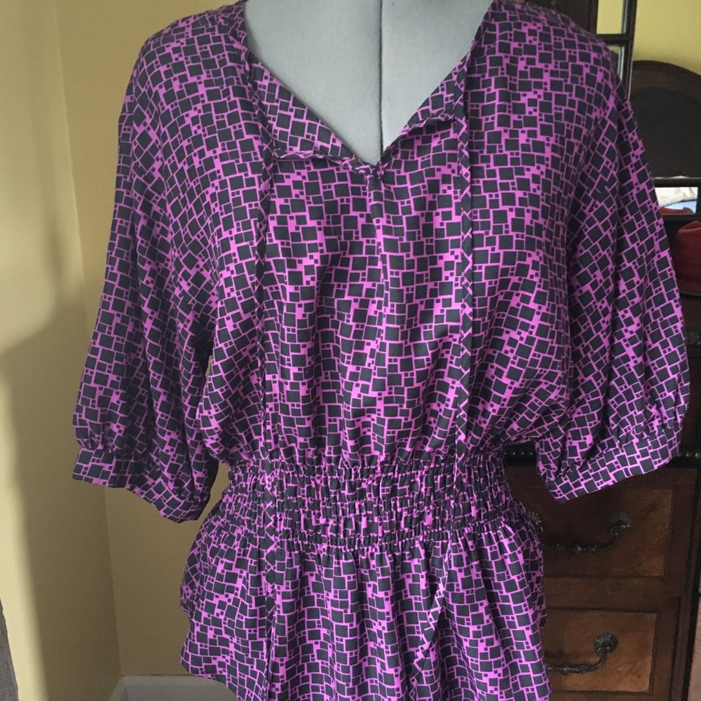 Purple and black pattern blouse. Size Large