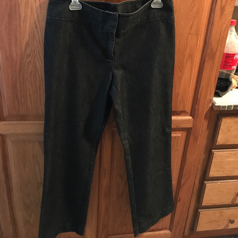 Like new black wash flat front denim dress pants