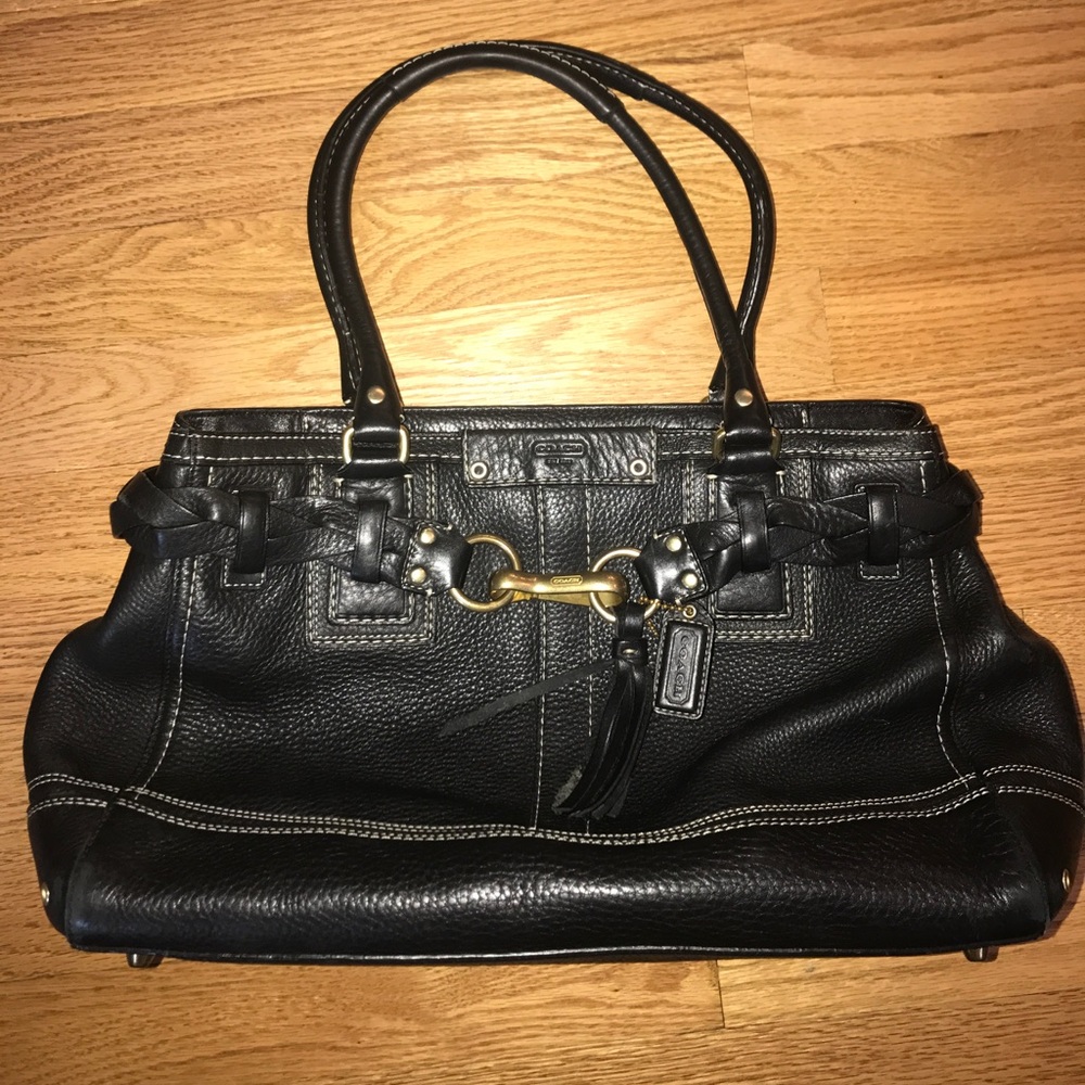 Black Leather Coach Shoulder Bag